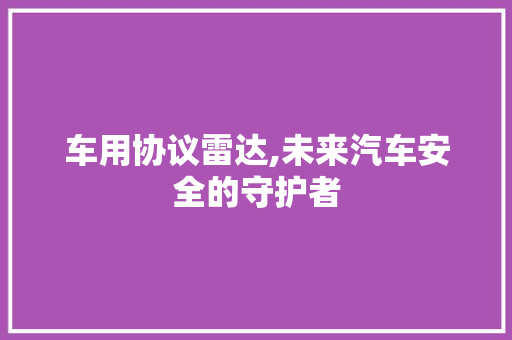 车用协议雷达,未来汽车安全的守护者