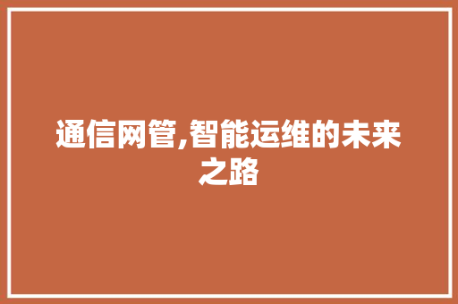 通信网管,智能运维的未来之路
