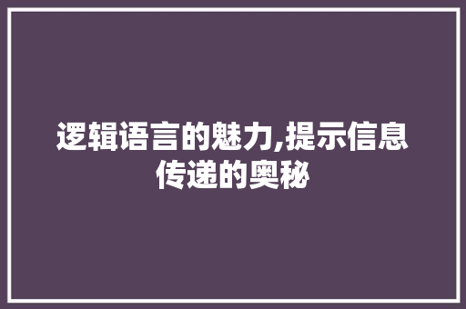 逻辑语言的魅力,提示信息传递的奥秘