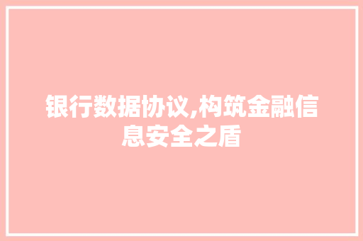 银行数据协议,构筑金融信息安全之盾