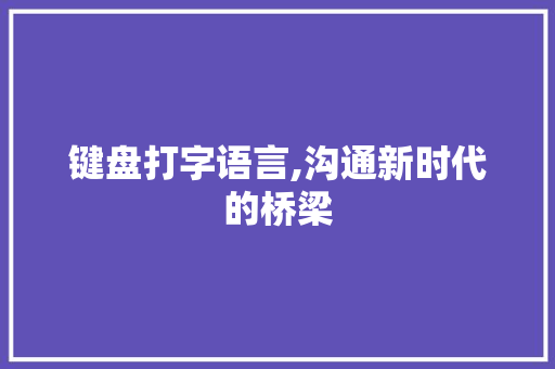 键盘打字语言,沟通新时代的桥梁