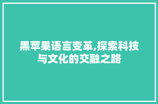 黑苹果语言变革,探索科技与文化的交融之路