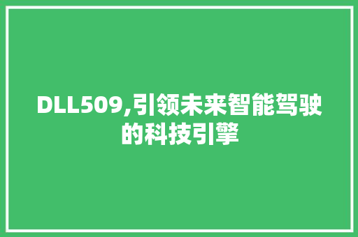 DLL509,引领未来智能驾驶的科技引擎