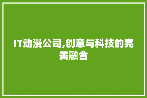 IT动漫公司,创意与科技的完美融合