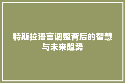 特斯拉语言调整背后的智慧与未来趋势