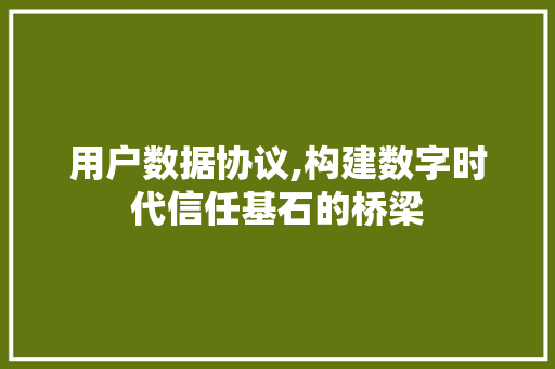用户数据协议,构建数字时代信任基石的桥梁