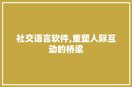 社交语言软件,重塑人际互动的桥梁