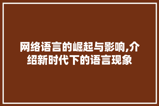 网络语言的崛起与影响,介绍新时代下的语言现象