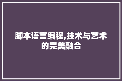 脚本语言编程,技术与艺术的完美融合
