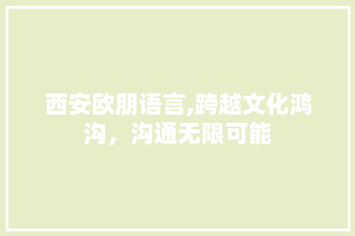 西安欧朋语言,跨越文化鸿沟，沟通无限可能