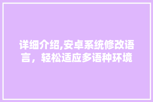 详细介绍,安卓系统修改语言，轻松适应多语种环境
