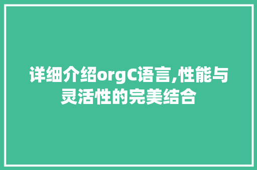 详细介绍orgC语言,性能与灵活性的完美结合
