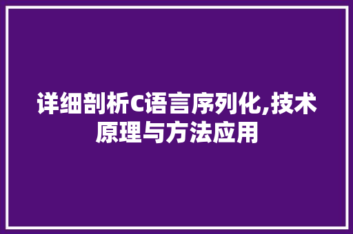 详细剖析C语言序列化,技术原理与方法应用