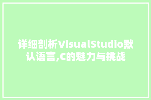 详细剖析VisualStudio默认语言,C的魅力与挑战
