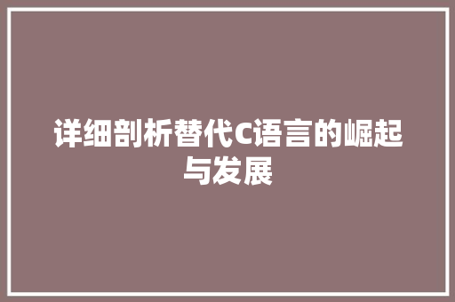 详细剖析替代C语言的崛起与发展