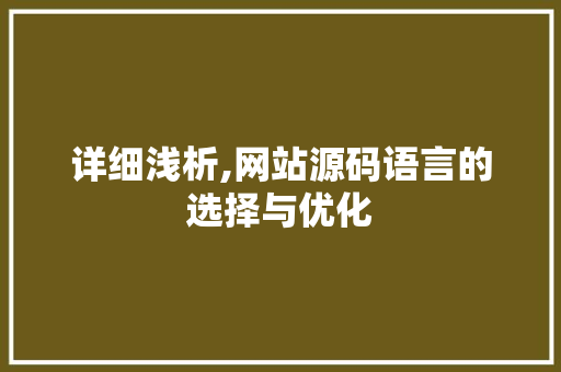详细浅析,网站源码语言的选择与优化