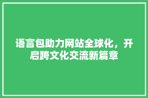 语言包助力网站全球化，开启跨文化交流新篇章