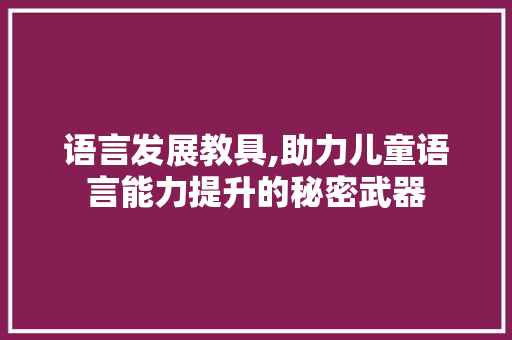 语言发展教具,助力儿童语言能力提升的秘密武器