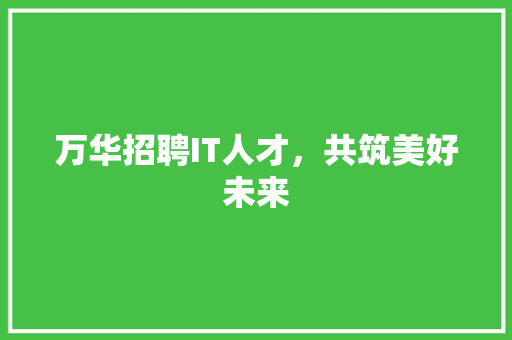 万华招聘IT人才，共筑美好未来