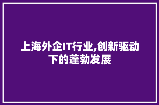 上海外企IT行业,创新驱动下的蓬勃发展