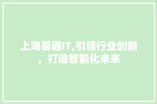 上海易通IT,引领行业创新，打造智能化未来
