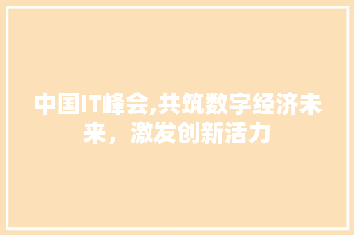中国IT峰会,共筑数字经济未来，激发创新活力