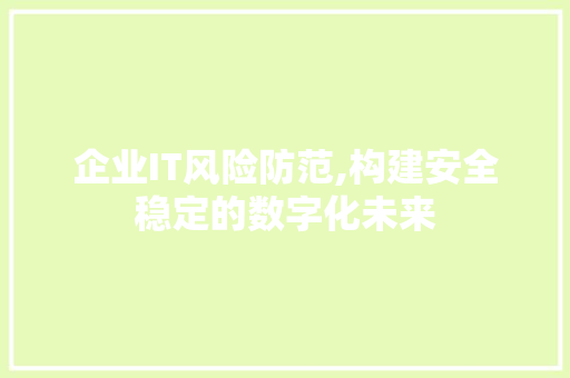 企业IT风险防范,构建安全稳定的数字化未来