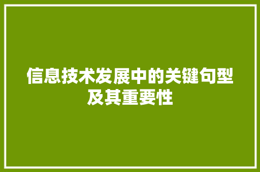 信息技术发展中的关键句型及其重要性