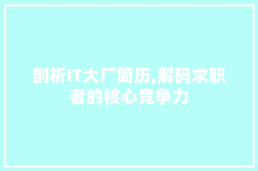 剖析IT大厂简历,解码求职者的核心竞争力