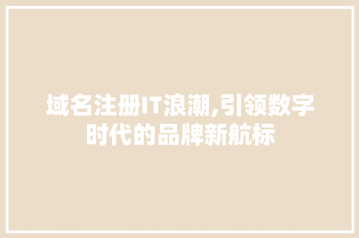 域名注册IT浪潮,引领数字时代的品牌新航标