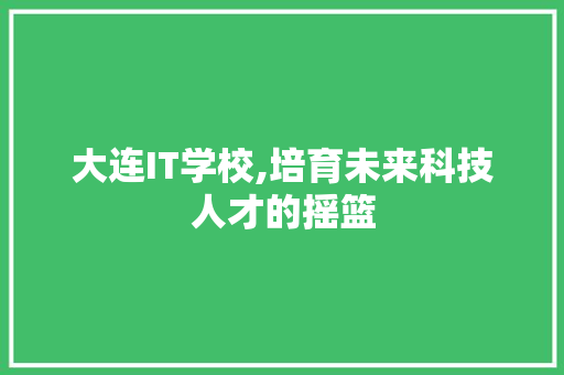大连IT学校,培育未来科技人才的摇篮