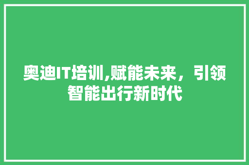 奥迪IT培训,赋能未来，引领智能出行新时代