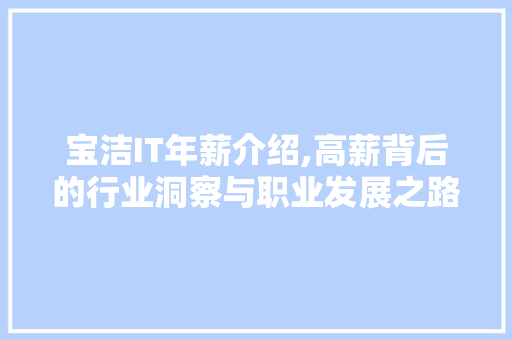 宝洁IT年薪介绍,高薪背后的行业洞察与职业发展之路