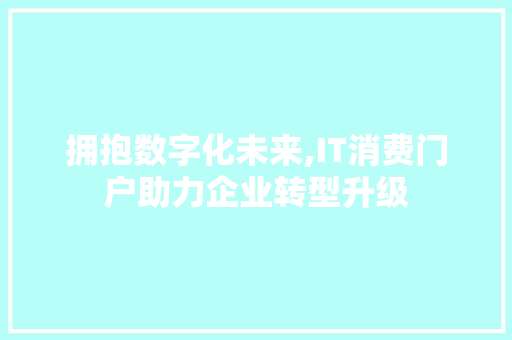 拥抱数字化未来,IT消费门户助力企业转型升级