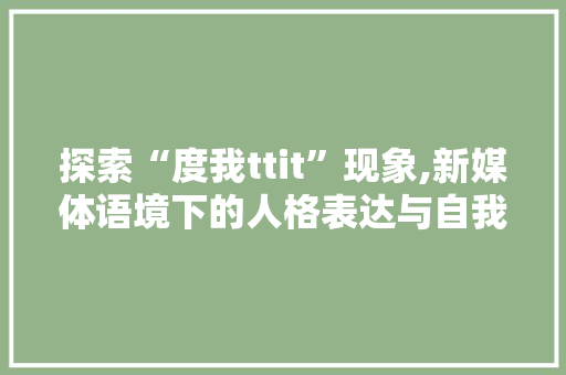 探索“度我ttit”现象,新媒体语境下的人格表达与自我认同