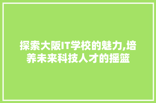 探索大阪IT学校的魅力,培养未来科技人才的摇篮