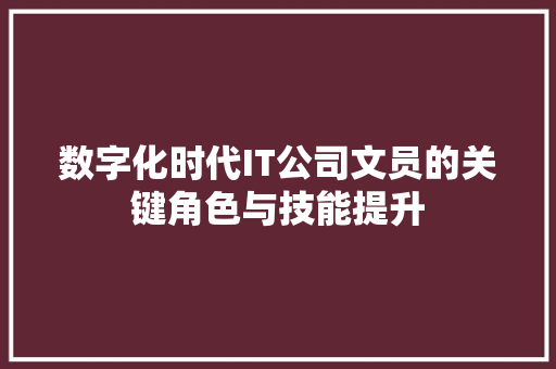 数字化时代IT公司文员的关键角色与技能提升