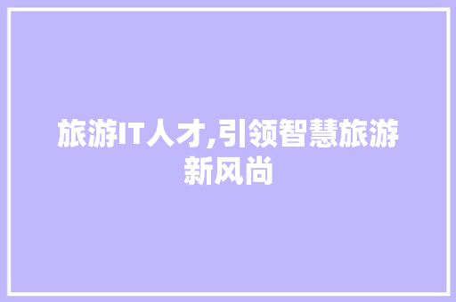 旅游IT人才,引领智慧旅游新风尚