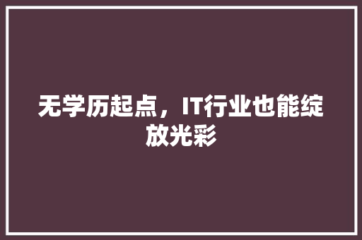 无学历起点，IT行业也能绽放光彩