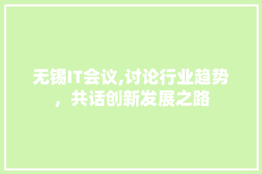 无锡IT会议,讨论行业趋势，共话创新发展之路