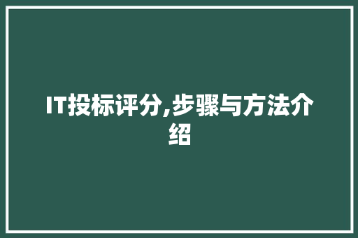 IT投标评分,步骤与方法介绍