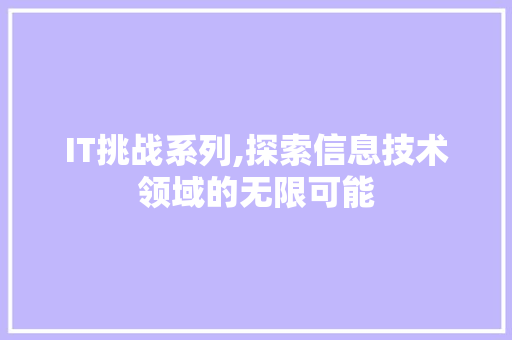 IT挑战系列,探索信息技术领域的无限可能