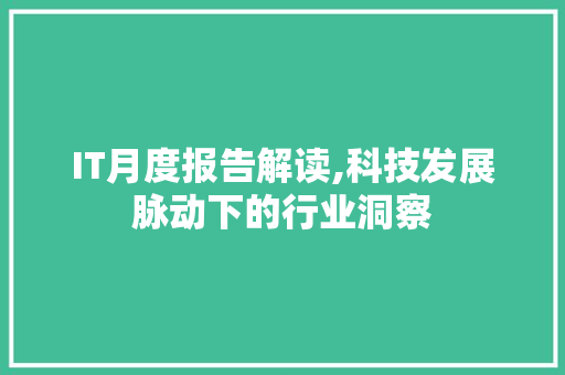 IT月度报告解读,科技发展脉动下的行业洞察