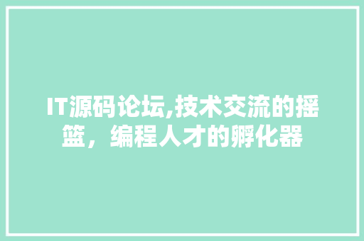 IT源码论坛,技术交流的摇篮，编程人才的孵化器