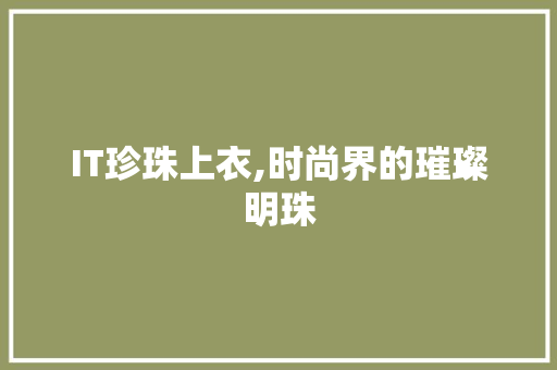 IT珍珠上衣,时尚界的璀璨明珠