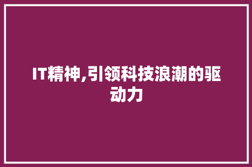 IT精神,引领科技浪潮的驱动力
