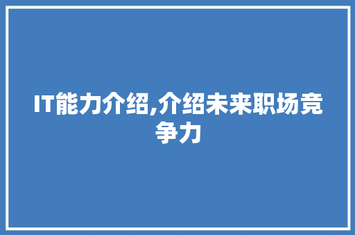 IT能力介绍,介绍未来职场竞争力