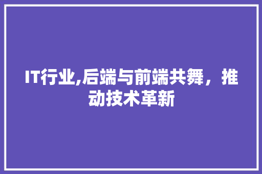 IT行业,后端与前端共舞，推动技术革新
