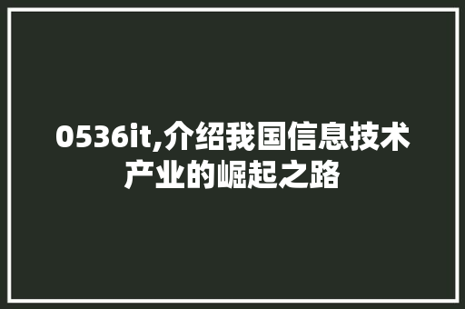 0536it,介绍我国信息技术产业的崛起之路