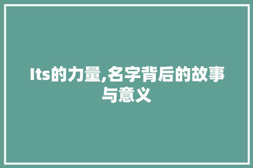 Its的力量,名字背后的故事与意义